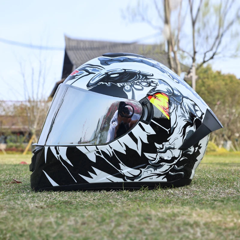 Motorcycle helmet, men's and women's dual lens full helmet, four season couple street bike safety helmet
