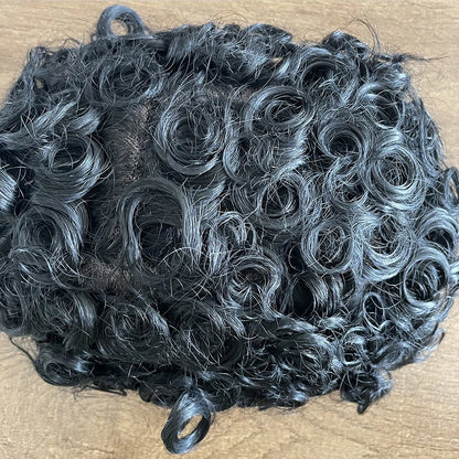 20mm Curly Blonde Brown Black Weave Toupee Man 100% Human Hair Wig Mono Lace&NPU Toupets for Men #4 System Capillary Prosthesis