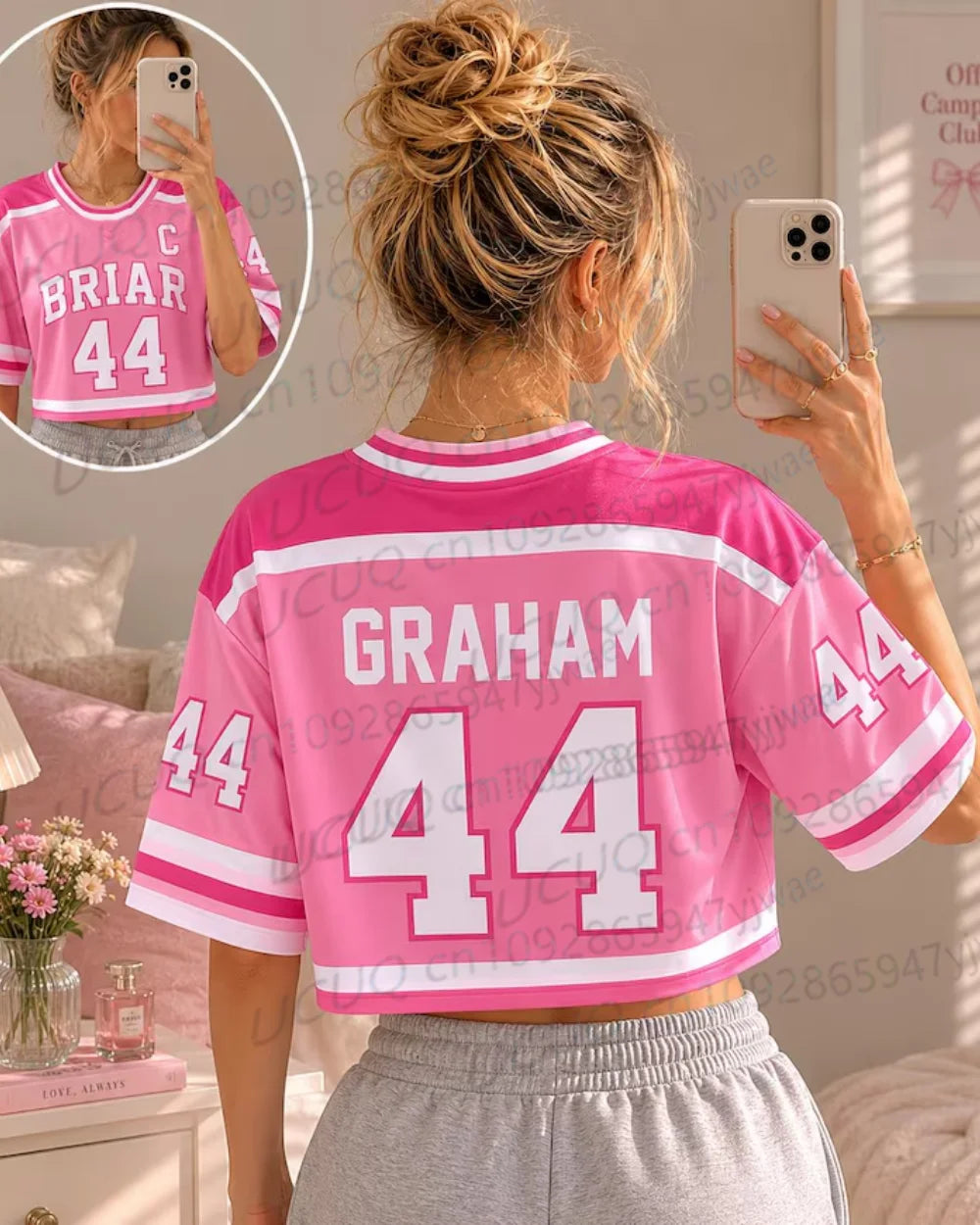 Summer Women's Off Campus Briar University Graham 44 DI LAURENTIS 66 Crop Top Football Jersey Short Sleeve Crop T-shirt Tops