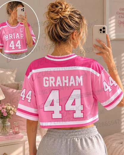 Summer Women's Off Campus Briar University Graham 44 DI LAURENTIS 66 Crop Top Football Jersey Short Sleeve Crop T-shirt Tops