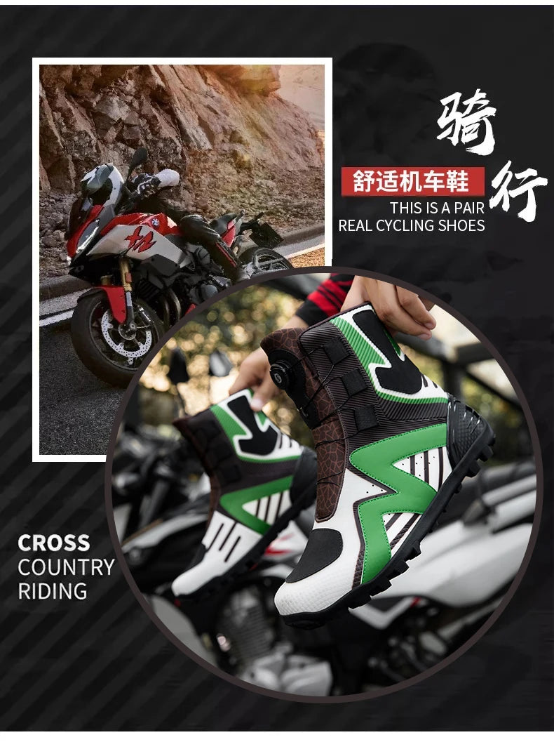 Motorcycle protective riding boots men four season fashion high top anti slip wear-resistant comfortable off-road cycling boots