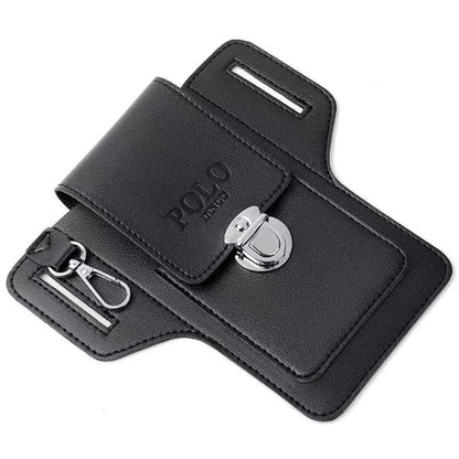2024 Fashion New Men's Belt Leather Case Vertical Multifunctional Portable Phone Waistpack Card Bag Can Be Keyed Pu Leather Gift