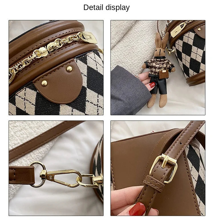 Women's Bag for Women Fashion Luxury Designer Zipper Small Handbags For Women Leather Bucket Shoulder Bag 2023 New Trend Pendant