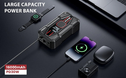 NEXPOW 3000A Car Jump Starter & Air Compressor - 12V 59.2Wh Portable Battery Booster with PD 30W Fast Charge, 150PSI Air Pump, S