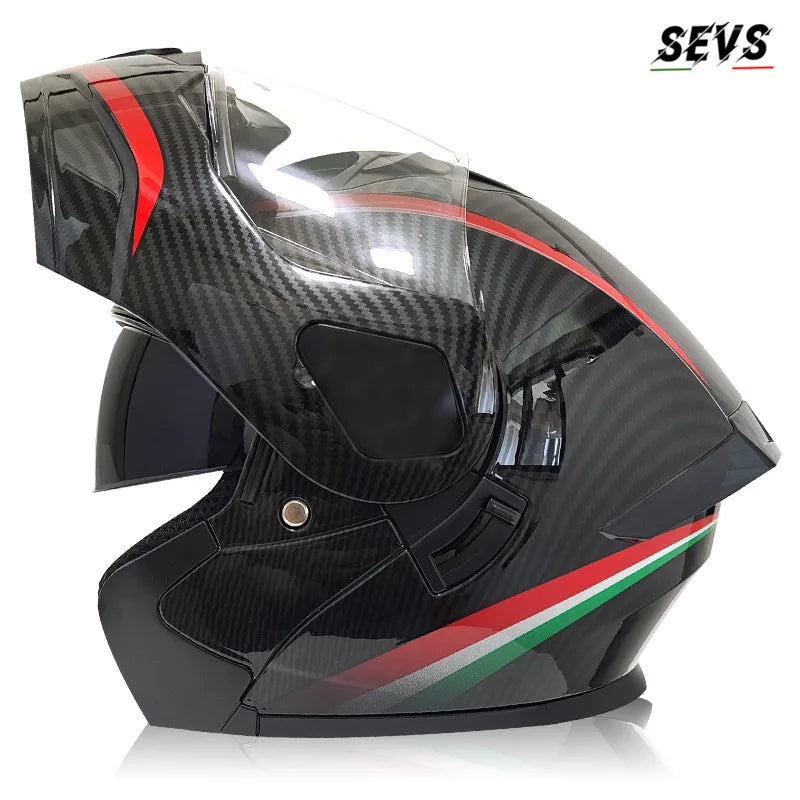 Small Modular Electric Motorcycle Helmet Bluetooth Dual Visor Helmet with Large Rear Wing 3C DOT Certified Safety Gear