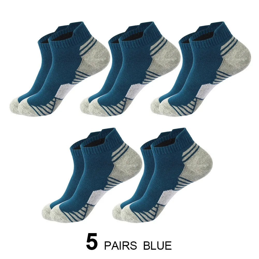 5 Pairs Men's Four Season Cotton Breathable Sports Socks Set Male Sport Ankle Socks Basketball Running Socks For Men