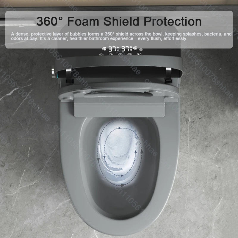 Smart Toilet Intelligent Bidet Seat with Heated Seat Foam Shield Automatic Lid  Self-Cleaning No Water Pressure Limit One Piece