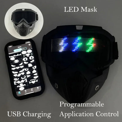 LED Bluetooth Goggles Halloween Christmas Disco Bar Neon Accessories Futuristic Luminous Glasses Bluetooth Diy LED Glasses