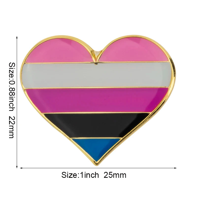 10pcs a lot Rainbow Pride Heart Shaped  Badge Symbol Pin Metal Badges Decorative Brooch Pins for Clothes Brooch Jewelry