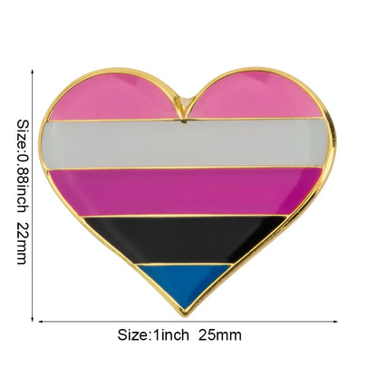 10pcs a lot Rainbow Pride Heart Shaped  Badge Symbol Pin Metal Badges Decorative Brooch Pins for Clothes Brooch Jewelry