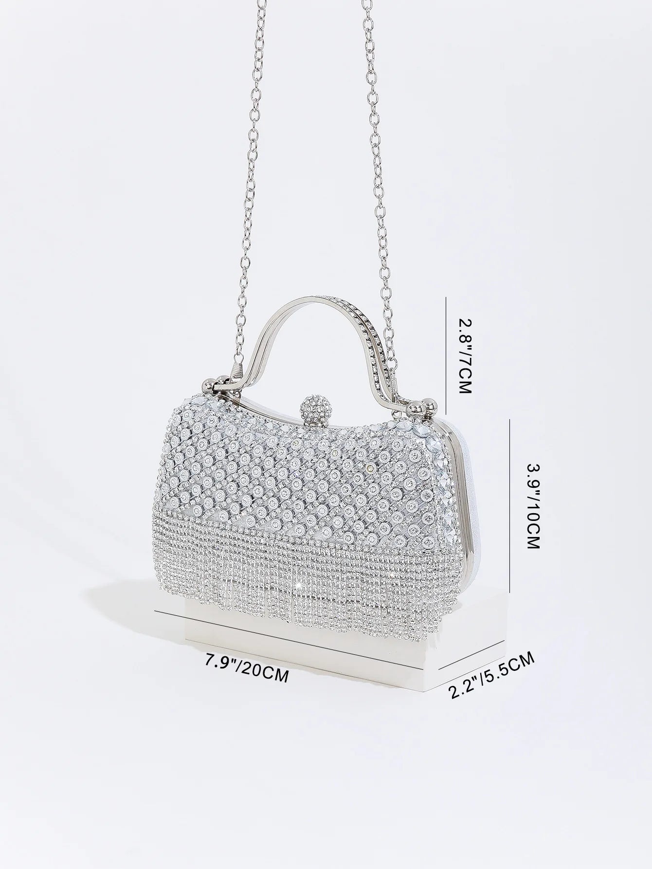 Gorgeous and Shiny Diamonds Rhinestones Tassels Handle Evening Bags for Party and Wedding Clutch Purse Designer Bags Handbags