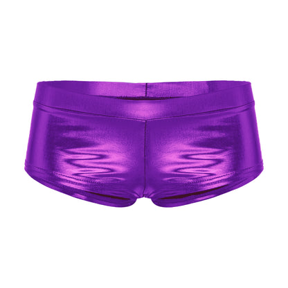 Women's Shiny Faux Leather Shorts Hot Pants Low Waist Pole Dance Bottoms for Woman Rave Party Festivals Carnival Club Costumes