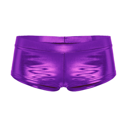 Women's Shiny Faux Leather Shorts Hot Pants Low Waist Pole Dance Bottoms for Woman Rave Party Festivals Carnival Club Costumes