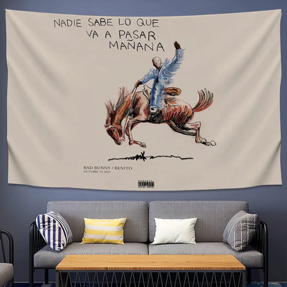 singer Bad b-Bunny DeBi TiRAR MaS FOToS d-dtmf flag Room Dorm Camping Party Art Style Garage Bar wall Picnic Decoration Banner