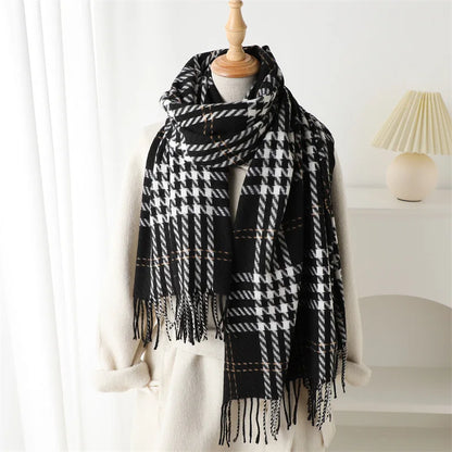 Houndstooth Scarf Men Women Autumn Winter Cashmere Scarves Wrap Student Fashion Thicken Warm Long Tassel Shawl Lady Bufanda New