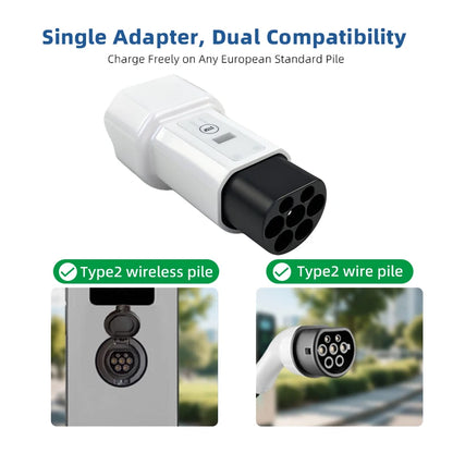 EVqiaoyi Type2 to Schuko Socket EV Adapter Type2 to 220V Converter Male Discharging Plug for IEC 62196-2 Charging Stations