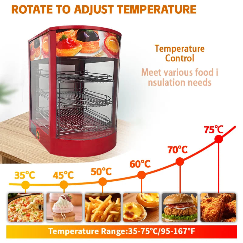 Commercial Food Warmer Display 5-Tier  Pizza Warmer Display Pastry Display Case Restaurant Heated Cabinet