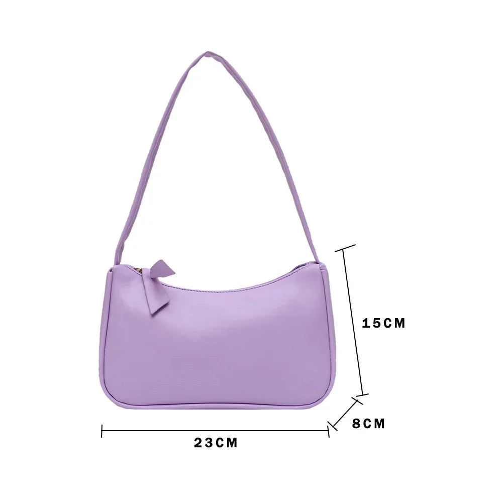 New Retro Soft PU Leather Women Shoulder Underarm Bags Casual Solid Color Small Top-Handle Handbags Ladies Fashion Shoulder Bags