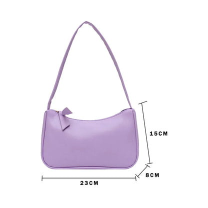 New Retro Soft PU Leather Women Shoulder Underarm Bags Casual Solid Color Small Top-Handle Handbags Ladies Fashion Shoulder Bags