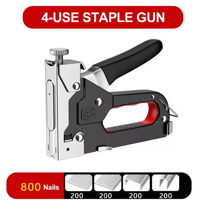 4 In 1 Manual Nailing Gun Construction Stapler Air Nail Woodworking Special Staple Book Household DIY with 800 Staple