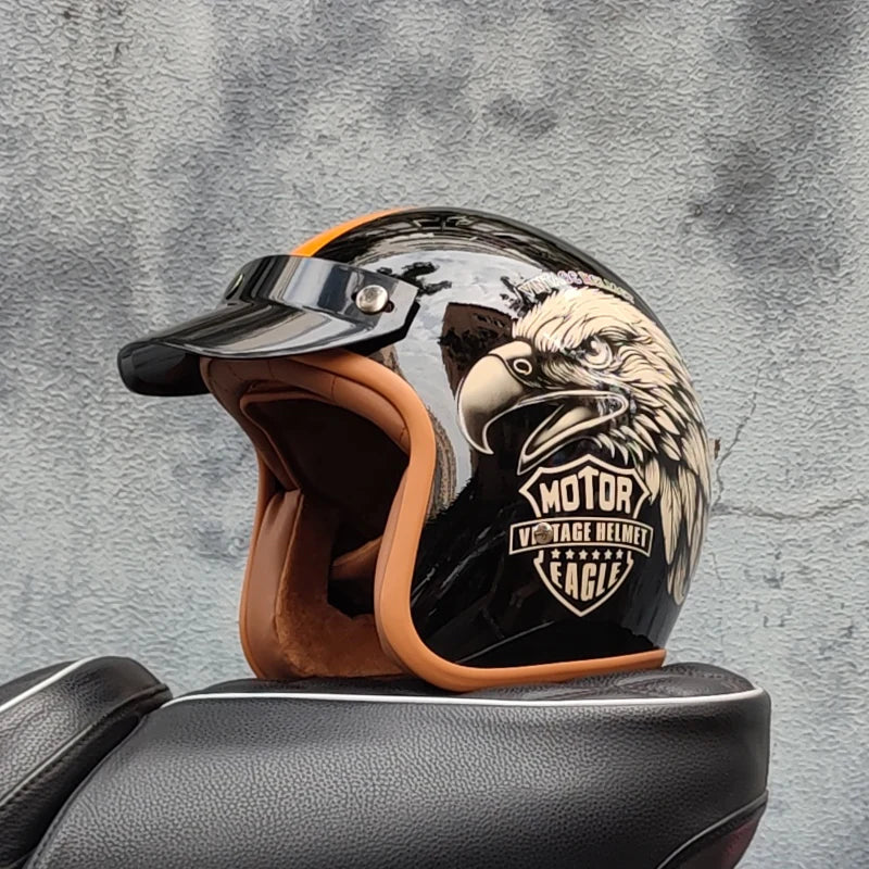 Retro semi-open motorcycle helmet cross-country motorcycle accessories motorcycle helmet 3/4 retro helmet in winter