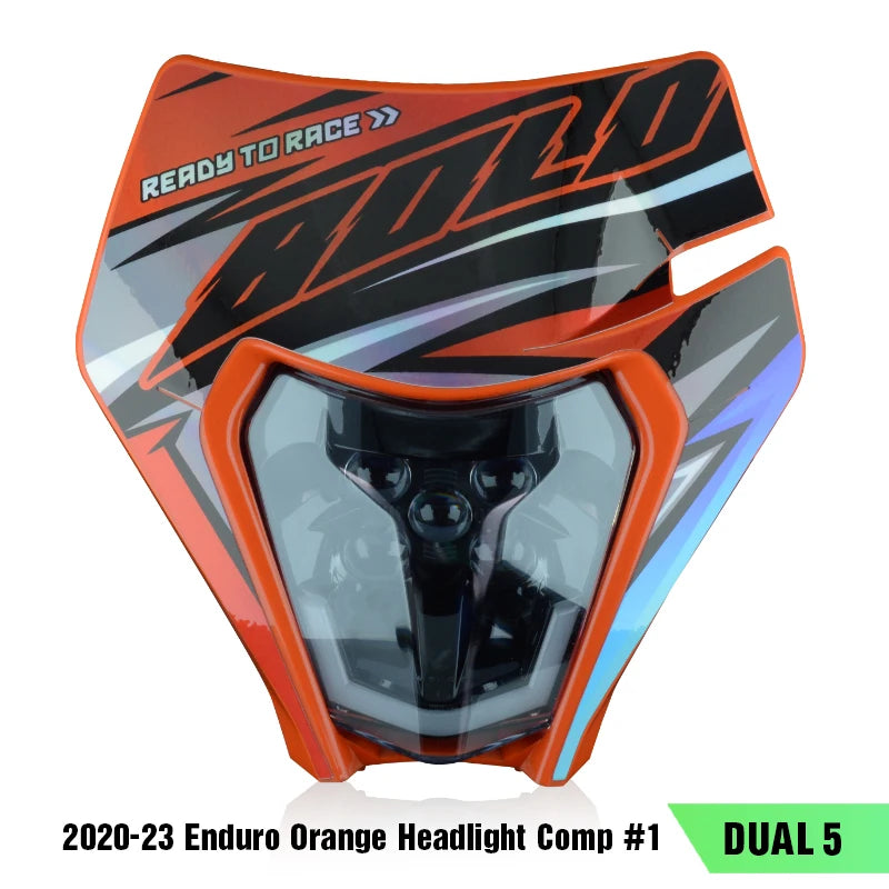 PowerZone Motorcycle LED Headlight Headlamp Head Lights Supermoto Fairing For KTM EXC SXF MX Dirt Bike Enduro LED Headlight