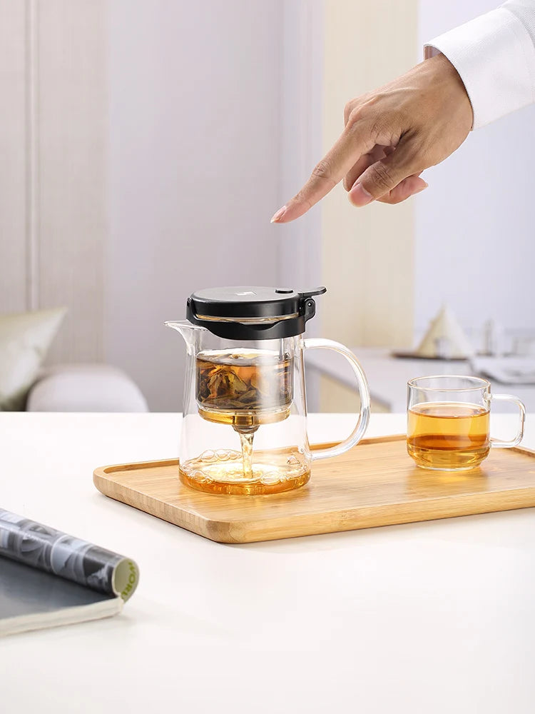 Bonston- elegant cup insulation separation bubble teapot heat-resistant glass teapot simple filter tea cup