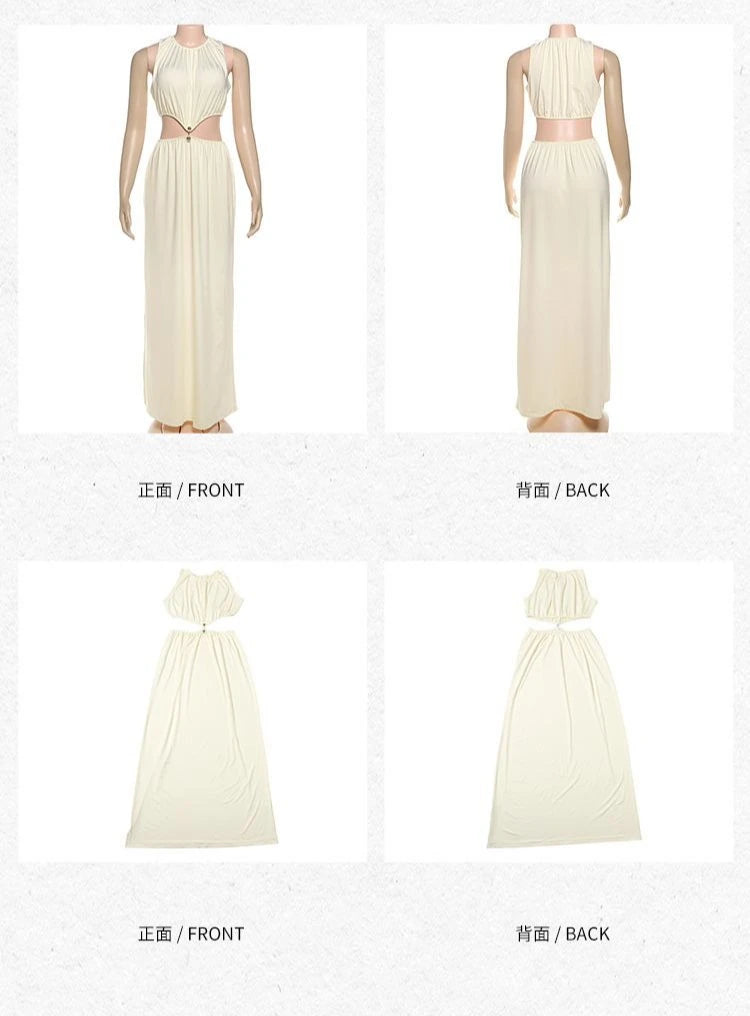 2026 Summer Fashion New Women's Elegant Design Dress Two Piece Set Sleeveless Top Slimming High Waist Long Dress Set