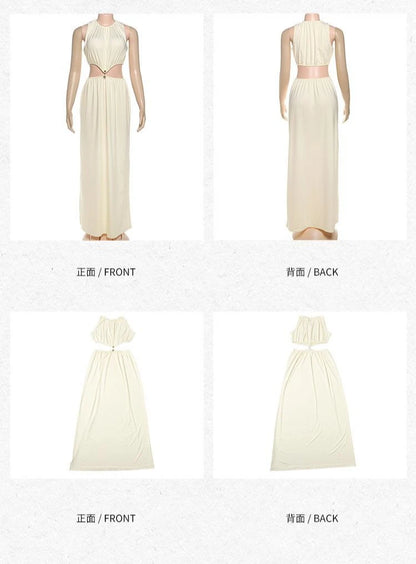 2026 Summer Fashion New Women's Elegant Design Dress Two Piece Set Sleeveless Top Slimming High Waist Long Dress Set