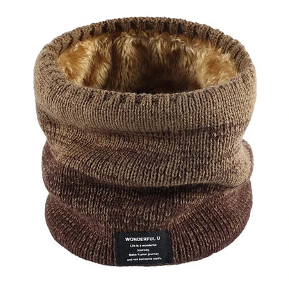 Winter Scarf for Men Fleece Ring Bandana Knitted Warm Solid Scarf Women Neck Warmer Thick Cashmere Hot Handkerchief Ski Mask