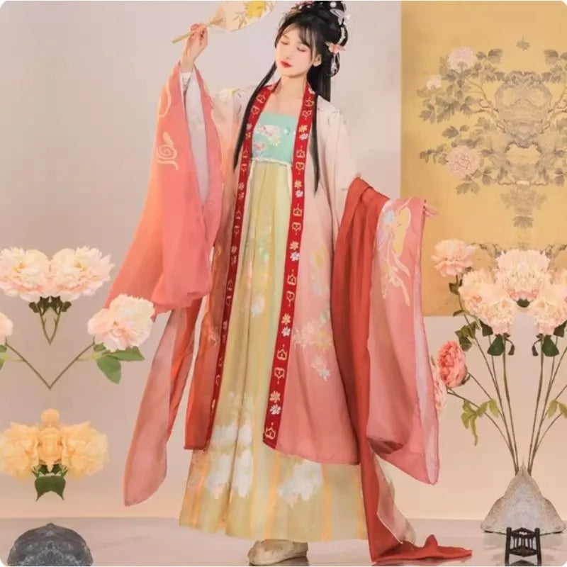 Vintage Party Fairy Dress Print Ethnic Style Stage Hanfu Dress Cosplay Costumes Traditional Chinese Clothing for Women Clothes