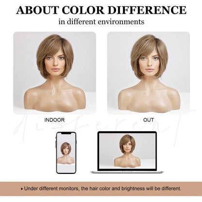 Hand-Tied Lace Front Wig Ombre Blonde Remy 100% Human Hair Wigs Natural Layered Bob HD Transparent Lace Frontal Hairs for Women