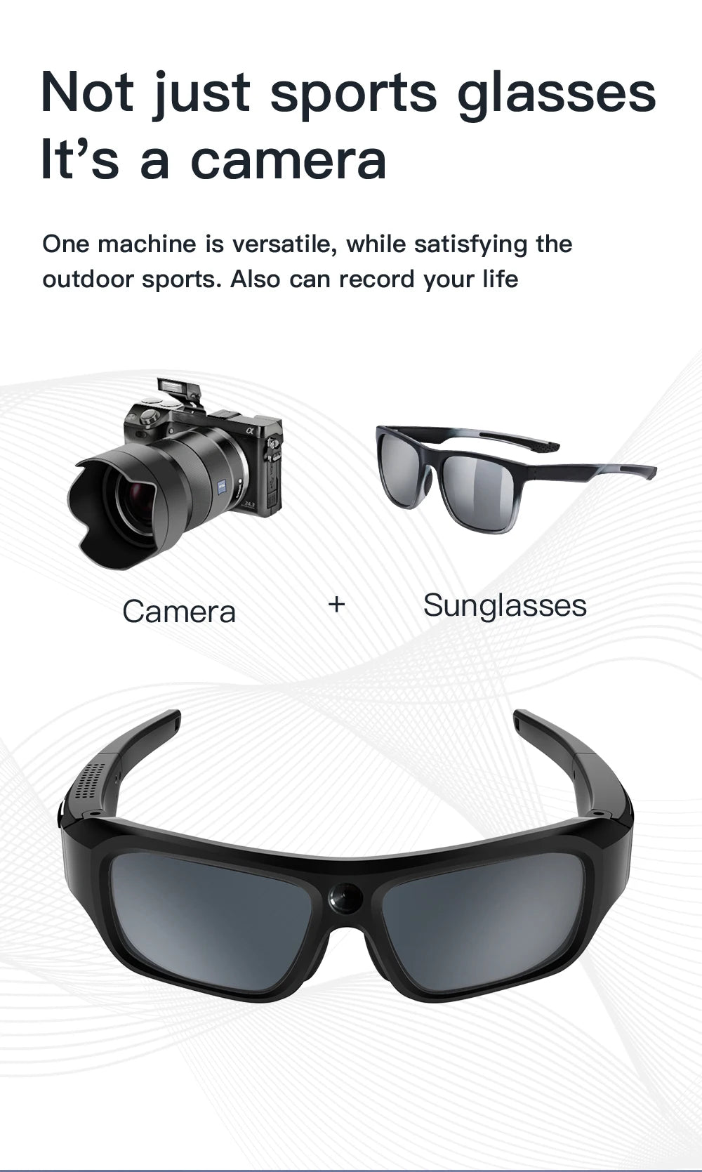 4K HD Smart Glasses Camera Mini Eyewear Camcorder for Outdoor Cycling Driving Video Recordings