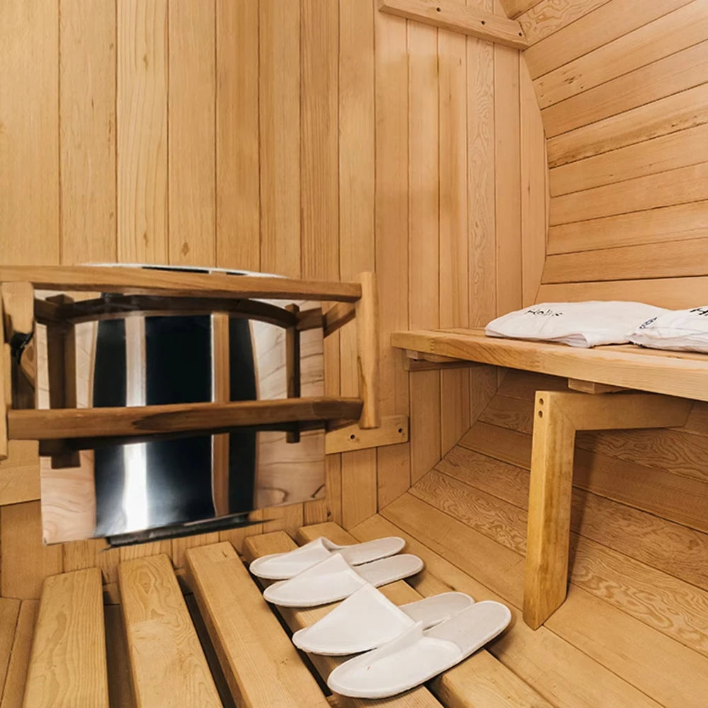 Customizable 3 Person Mini Outdoor Barrel Sauna Red Cedar Wood Dry Steam Sauna Room with Electric Sauna Heater for Cabin