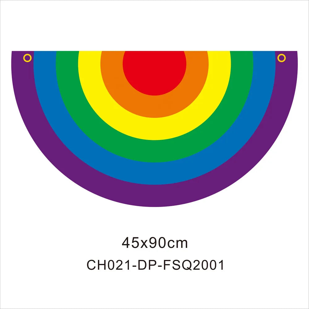 45*90cm Rainbow Flag Fan Shaped Gay  Semicircle LGBT Pride Lesbian Bisexual Transgender Pansexual Asexual Banner