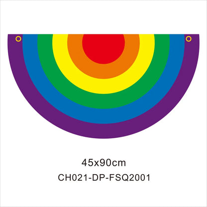 45*90cm Rainbow Flag Fan Shaped Gay  Semicircle LGBT Pride Lesbian Bisexual Transgender Pansexual Asexual Banner