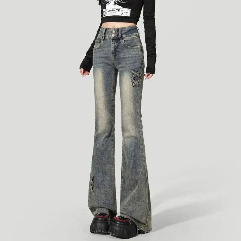 Retro High-waisted Flared Jeans Women's 2025 Summer Thin New Slim-fit Pants