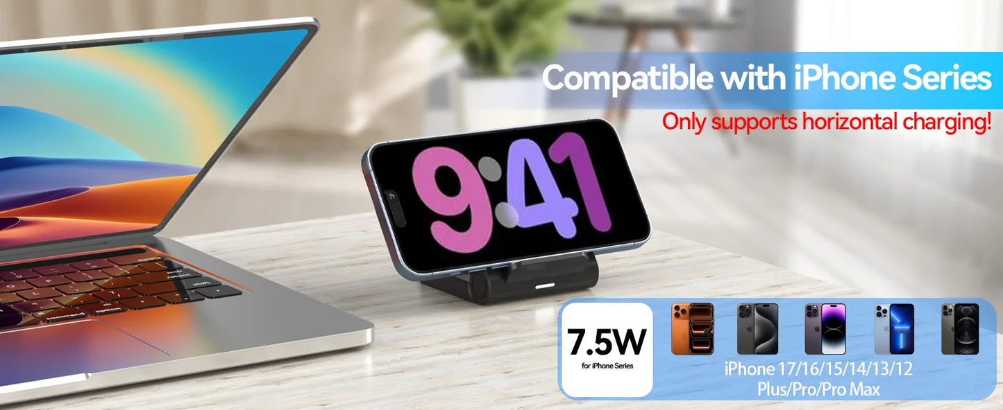 Wireless Charger for Samsung Galaxy Z Flip, 15W Fast Wireless Charging Stand, Compatible with Z Flip 7/6/5/4, for Motorola Razr/Razr+/Razr Ultra 2025, Non-Fold