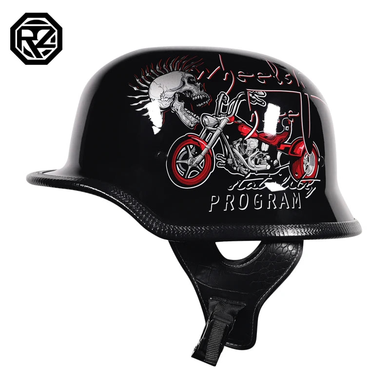 ORZ-309-Soldier Helmet Retro Half Helmet Motorcycle Male and Female Motorcycle Personality German Ladle Helmet Electric Vehicle