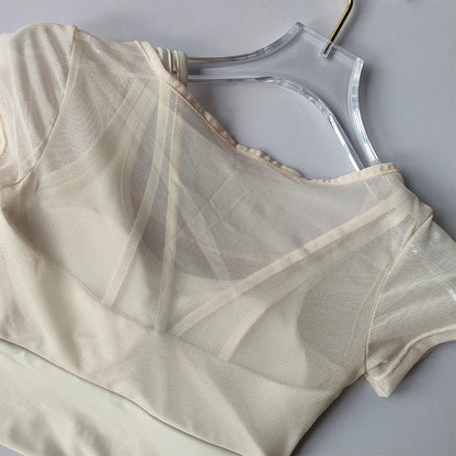 Women's Pilates Training Fitness Suit Chest Cushion Yoga Suit Top Quick Drying High-end Feeling Sports Short Sleeved Breathable