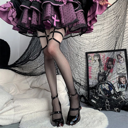 Punk Gothic High Heels Pumps Woman Ankle Straps Black Mary Jane Shoes Women 2025 New Rose Heeled Patent Leather Lolita Shoes
