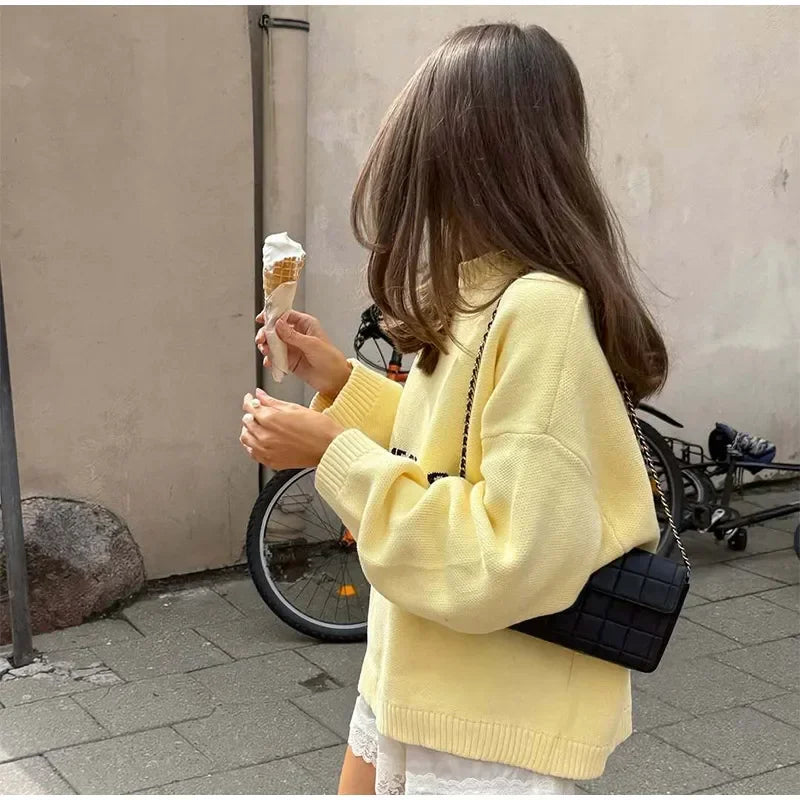2026 EME Studio Winter Spain Version Of The Letter Printed Shirt New Unisex Loose Couple Personality Casual Fashion Sweater