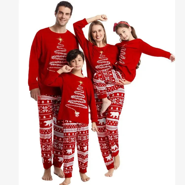 Christmas Family Matching Pajamas Set Firework Print Mom Dad Kids Home Clothes Warm Soft Sleepwear Baby&Dog Romper Pjs Xmas Look