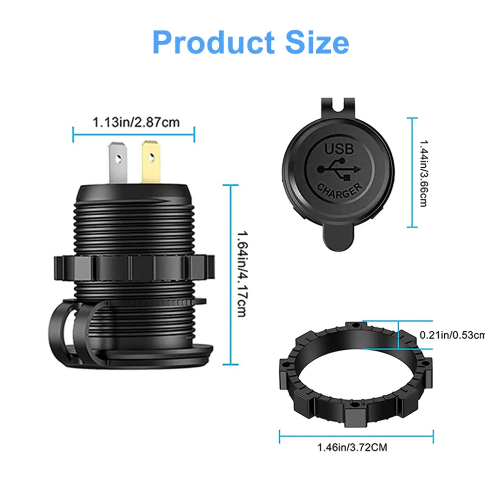 60W 2-port USB Fast Charging Socket Power Outlet Car Modified Charger QC3.0 With Touch Switch for Auto Motorcycle Accessories