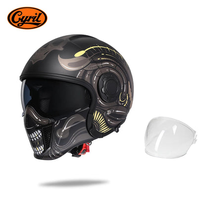 Full Face Open Face Motorcycle Helmet Double Lens Folding Modular Helmet Man Woman Retro Moto Integral Helmet
