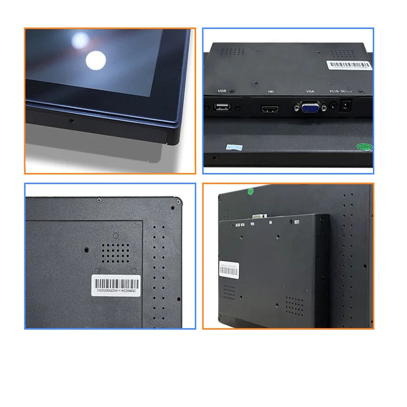 17 Inch Flat True Capacitive Touch Screen Monitor Waterproof Wall Mount Metal Case Industrial Square Display With VGA HDMI USB