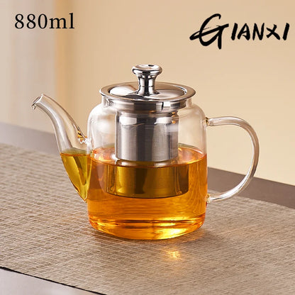 GIANXI Tea Teapot Household Large Capacity Glass Tea Maker Tea Separation Thickened High Temperature Tea Set Single Pot