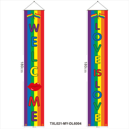 180cm Rainbow Flag Couplets LGBTQ Gay Pride Porch Hangings Outdoor Decorations Flags Lesbian Wedding Decor Banner