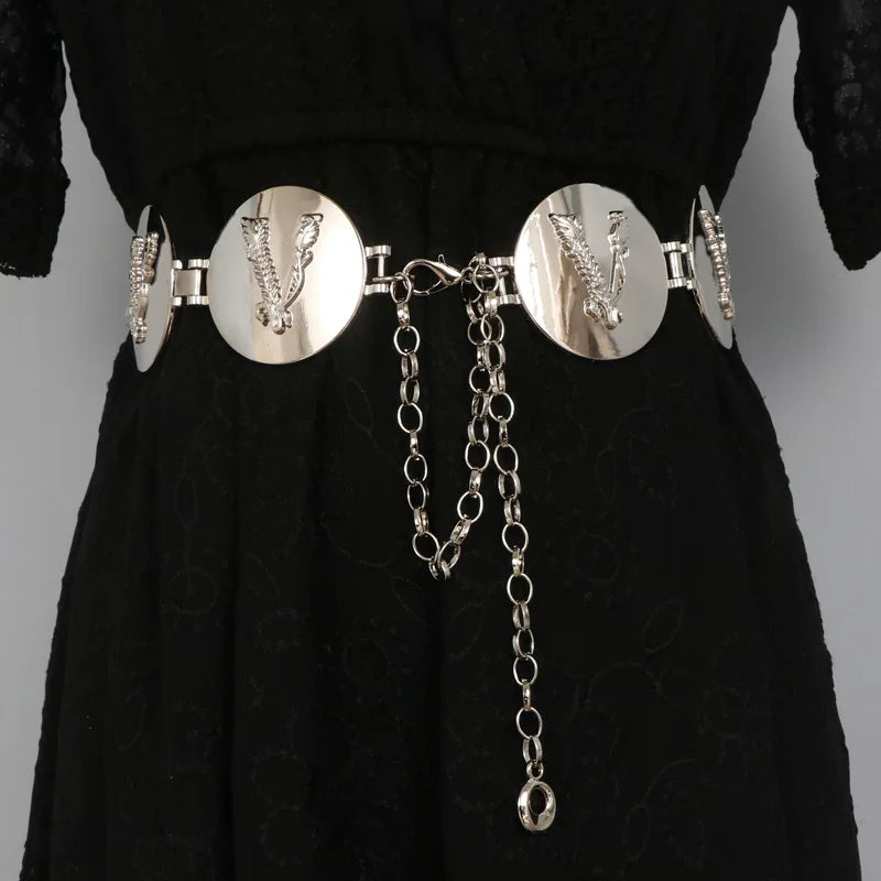 2025 New round gold color silver color alphabet belt luxury dress long waist chain  designer belt women's fashion accessories