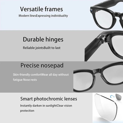 Smart Glasses Real-Time Translation Powered AI Chat Assistant, 8MP Camera 1080P Video Dual Mics Speakers photochromic lenses